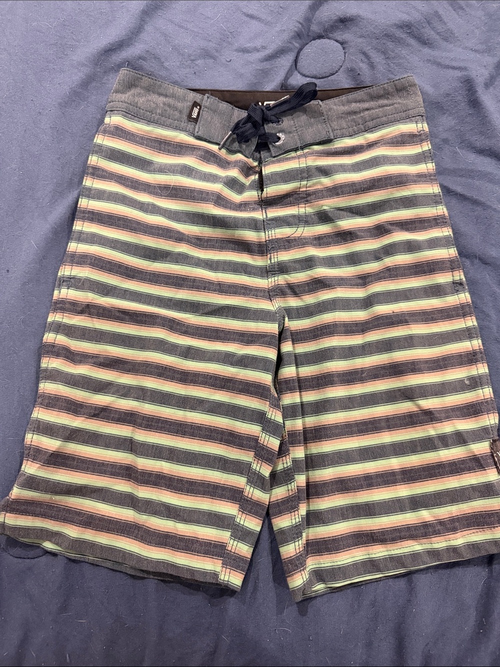 Vans Men’s Striped Swim Board Shorts - Navy, Green